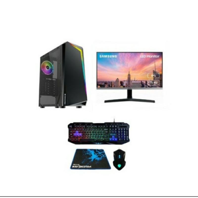 Paket PC Komputer Gaming Editing Intel I5 10400F GTX 1050 4GB + LED Samsung 24inch Curved + KM RGB