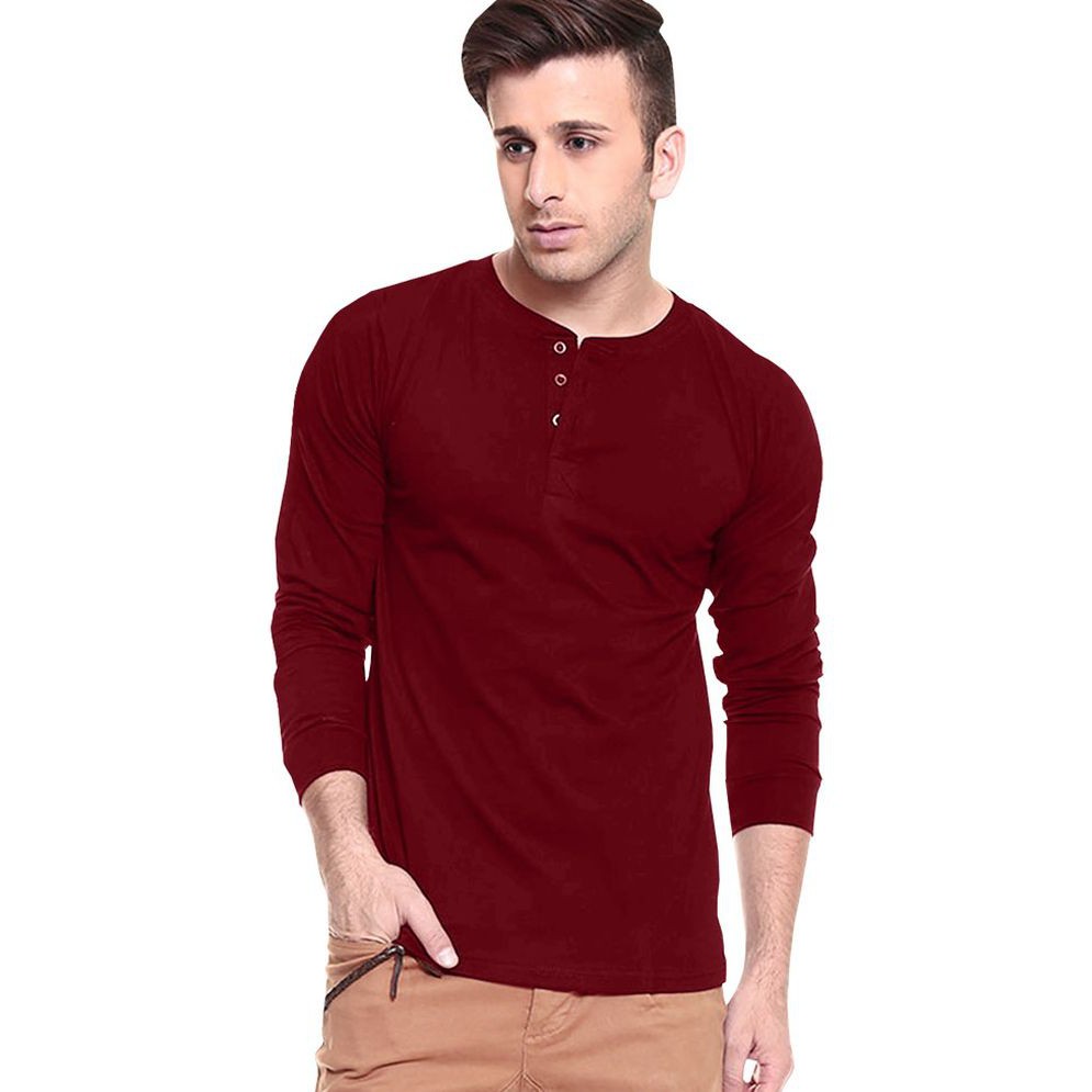 BAJU KAOS HENLEY POLOS SHIRT PRIA LENGAN PANJANG PREMIUM ...