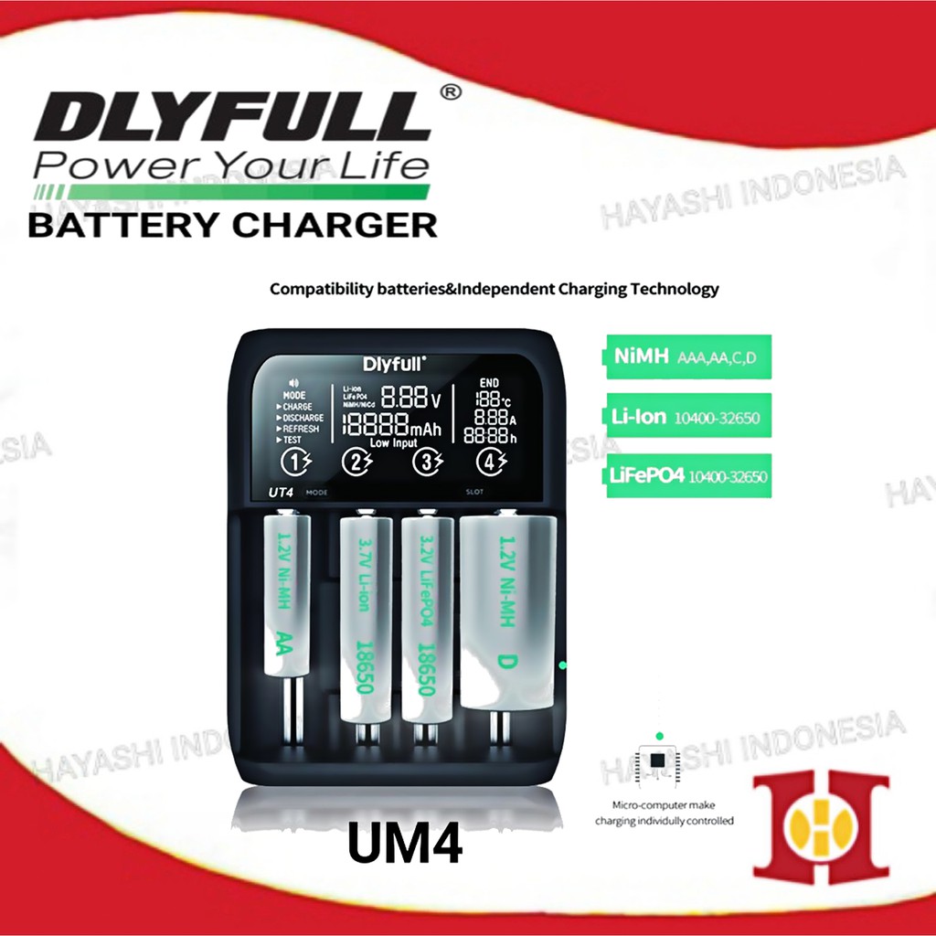 Smart Fast Charging Baterai Charger Cas Batre AA AAA 18650 Li-Ion