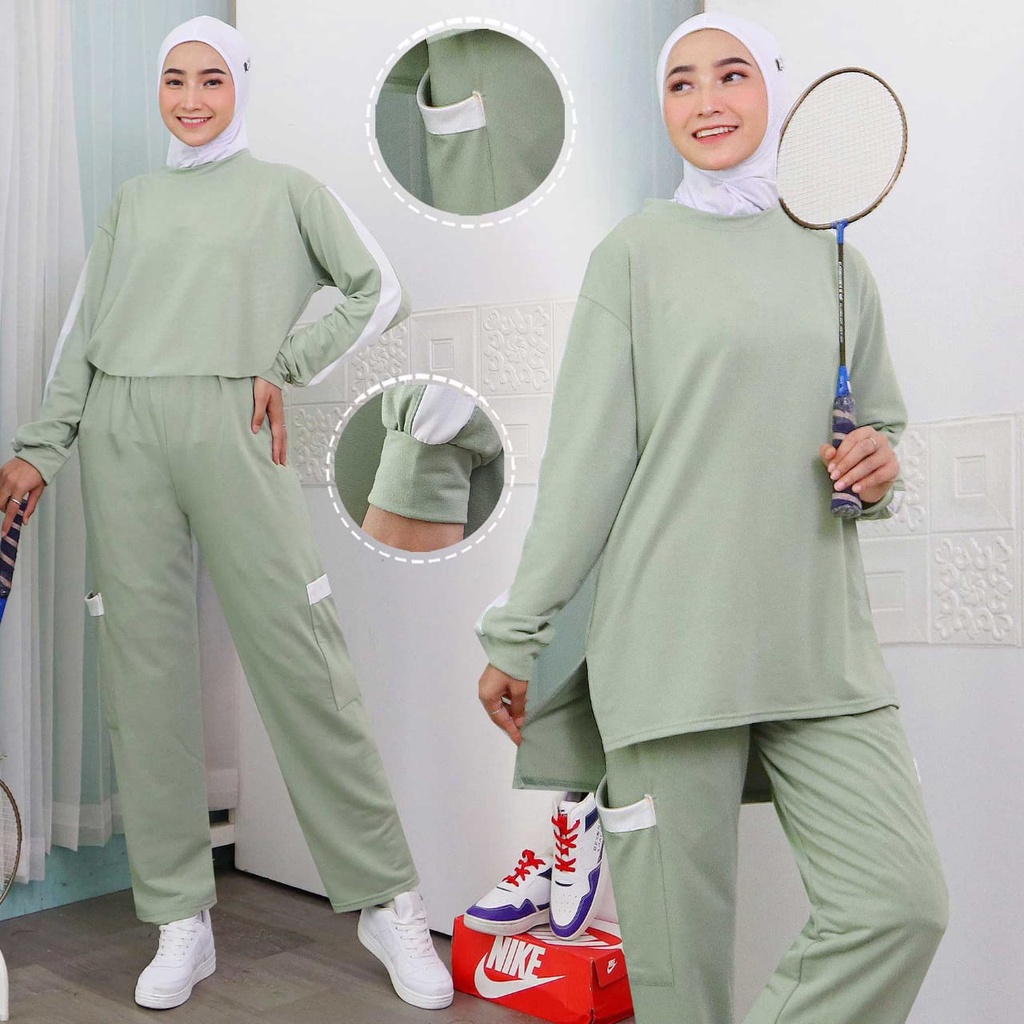 Setelan Olahraga Wanita Gowes Senam Jogging List 5-0003-2