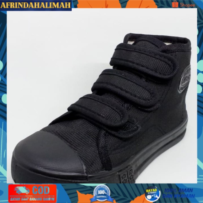 

{TERBARU} sepatu anak sekolah boot full hitam perekat / velcro TK SD import ori