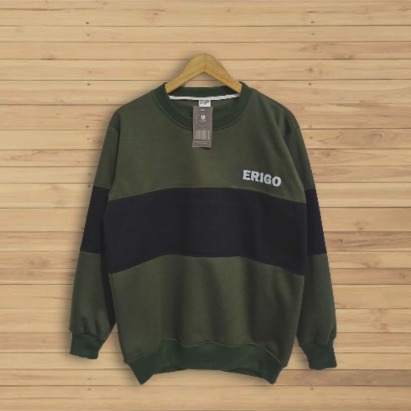Dz97 Sweater Crewneck Pria Distro Grafity Sweter Switer Crewnek CN Crowneck Cowok Cewek Wanita Tebal-stripe Army Black