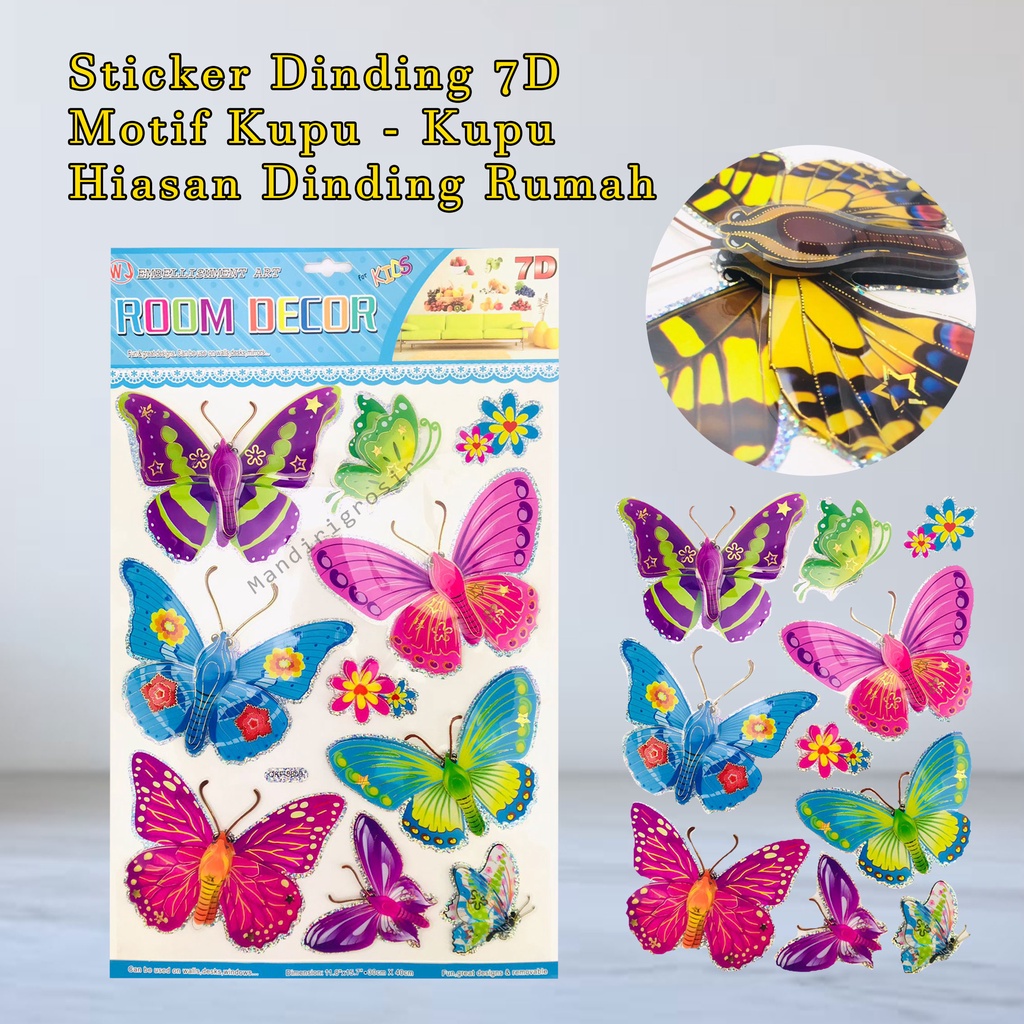 Sticker * Sticker Dinding 7D *Room Decor *Hiasan dinding Rumah *Sticker Kupu - Kupu