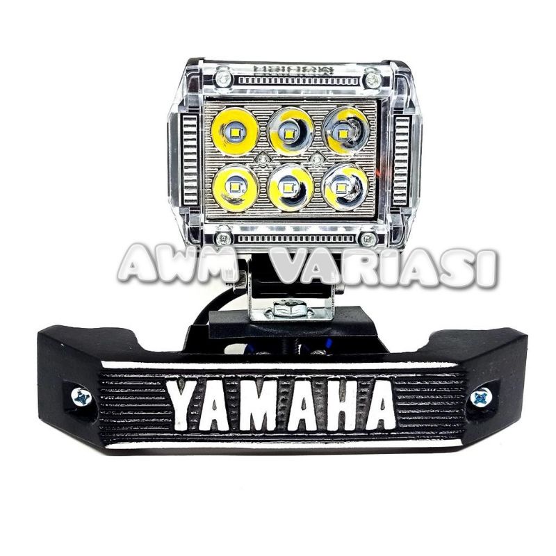 (PAKET)Lampu Depan LED 6,18,24 mata Red + Blue Plus Breket Kumis Motor Yamaha RX - KING RX-Z &amp; RX + Special