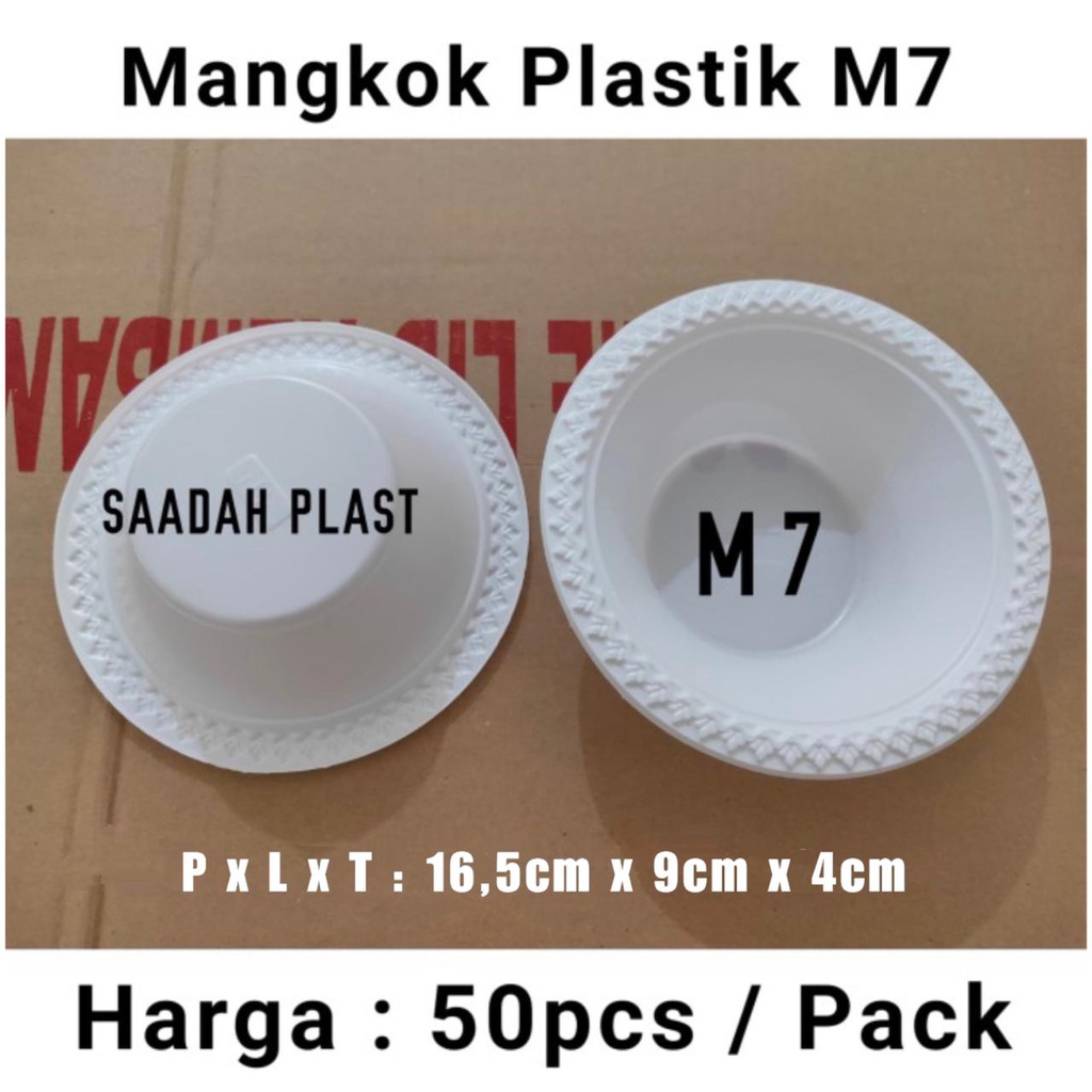 @50pcs Mangkok Plastik M7 uk Besar Mangkok Pesta Bakso Murah Sekali Pakai