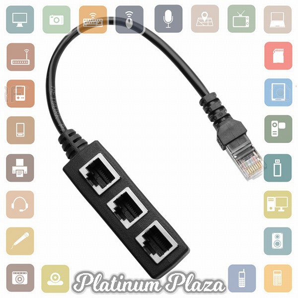 RJ45 LAN Ethernet Network Connector Splitter 1 to 3 - Black`15M151-