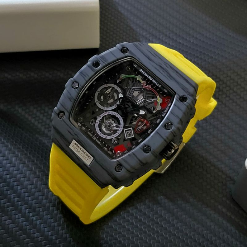 Jam Tangan Pria RM Richard Mile MCLARENN Crono Aktif Tali Rubber Warna Kuning - RM0286