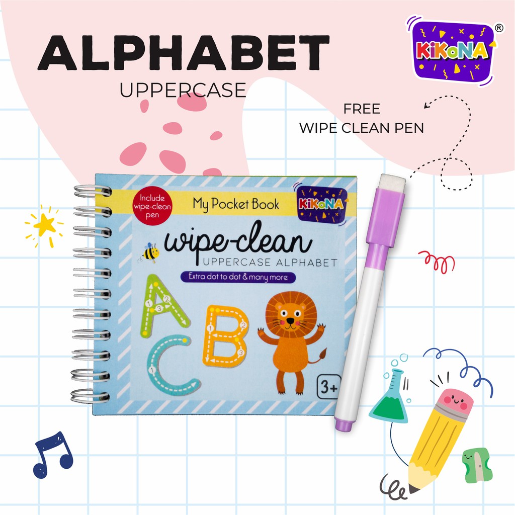 

My Pocket Book Wipe Clean - ALPHABET UPPERCASE (incl. wipe-clean pen) - KIKONA Books