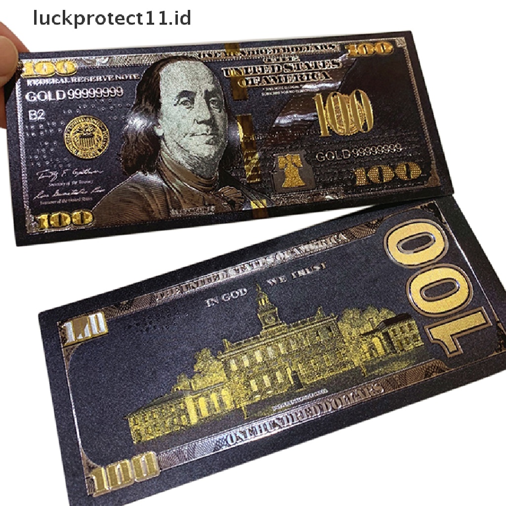 // Hg &amp; ID// Foil Emas Hitam Antik USD 100mata Uang Peringatan Dolar Uang Kertas Dekor