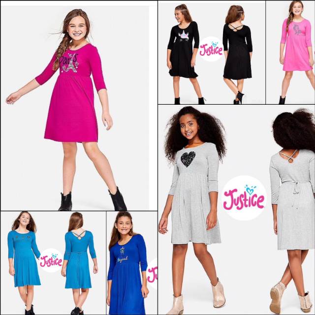 Dress terusan kaos anak remaja cewek branded justice original murah