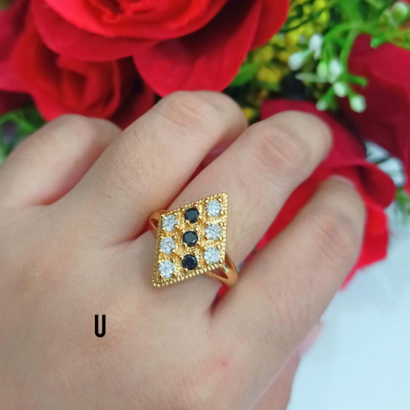 NEW!! TERBARU PERHIASAN WANITA TITANIUM CINCIN PRIA WANITA MEWAH ELEGAN LAPIS EMAS 24K MOTIF PILIHAN