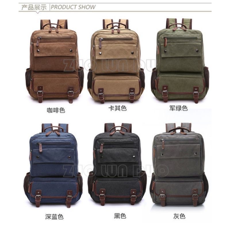 Tas Ransel backpack model laptop tas wanita/Pria Kanvas Import 8676