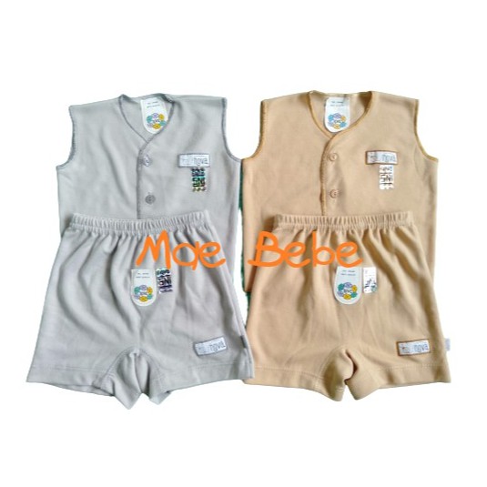 [Size Newborn] Nova Baby Polos Grey Brown Setelan Kutung Celana Pendek Isi 2 Pcs