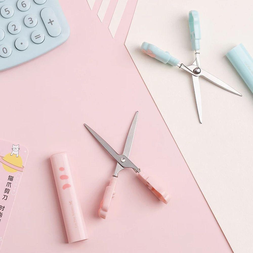 Quinton Gunting Kaki Kucing Perlengkapan Sekolah Alat Tulis Portable Gadis Hadiah Kawaii Novelty Stainless Steel
