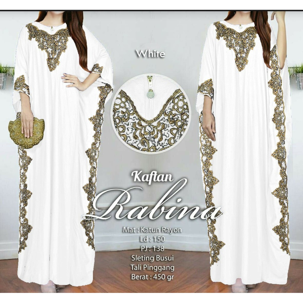 [ARFK] Kaftan Rabina / Baju Kaftan Lebaran / Kaftan Jumbo XXXL / Gamis Wanita Muslim Kaftan Mewah