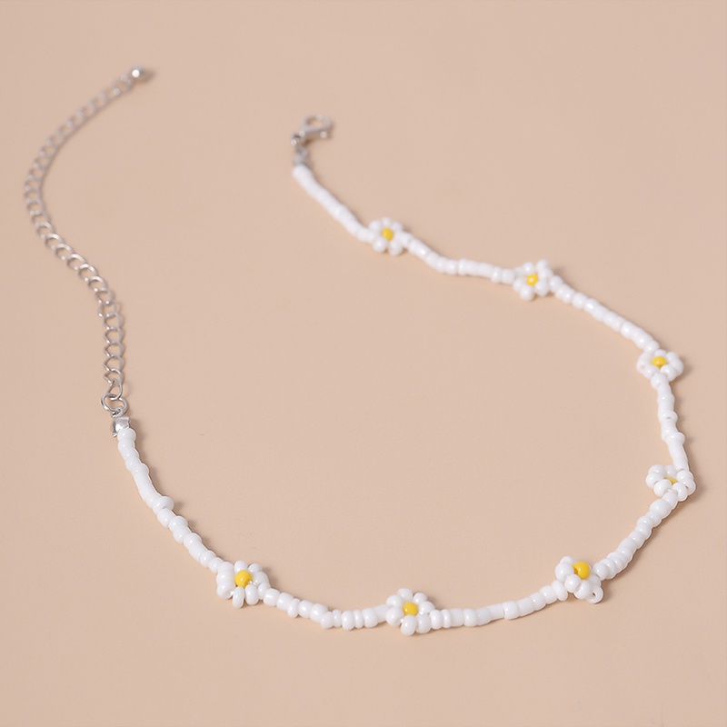 Kalung Rantai Klavikula Manik-Manik Bunga Daisy Handmade Gaya Bohemian