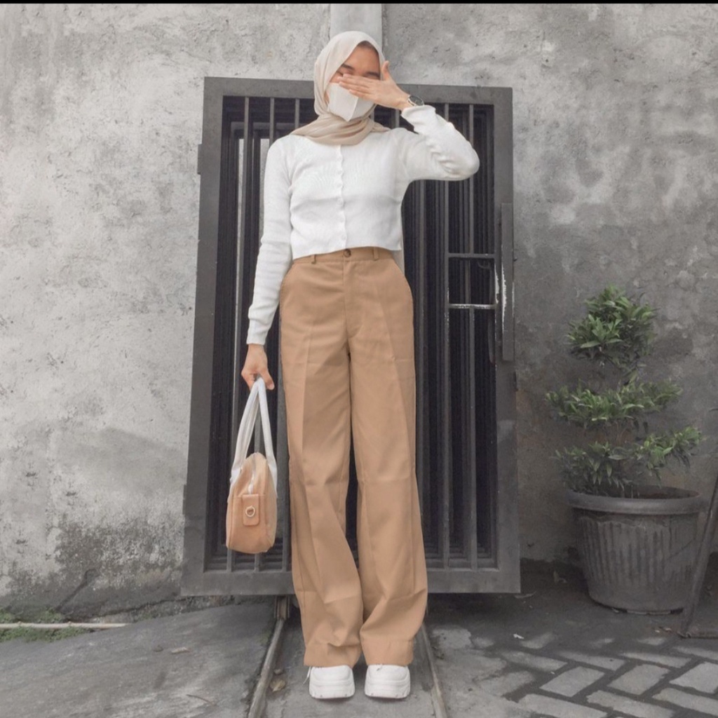 Loose Pants Trousers - celana kulot cotton wanita panjang 100cm