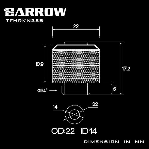 BARROW TFHRKN38B Compression Soft Tubing Fitting ID3/8 - OD1/2 Silver