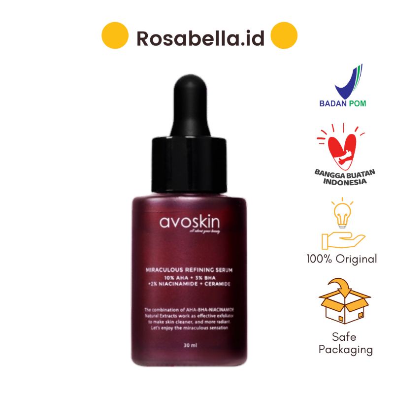 AVOSKIN MIRACULOUS REFINING SERUM AHA BHA Niacinamide Eksfoliasi Wajah
