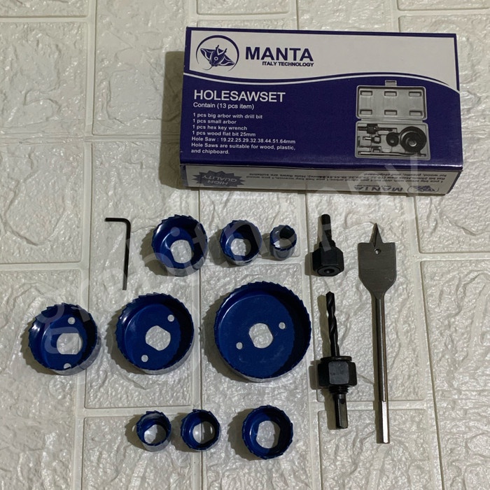 MANTA HOLESAW KIT 13pcs Hidroponik / MATA BOR / PELUBANG KAYU HOLESAW