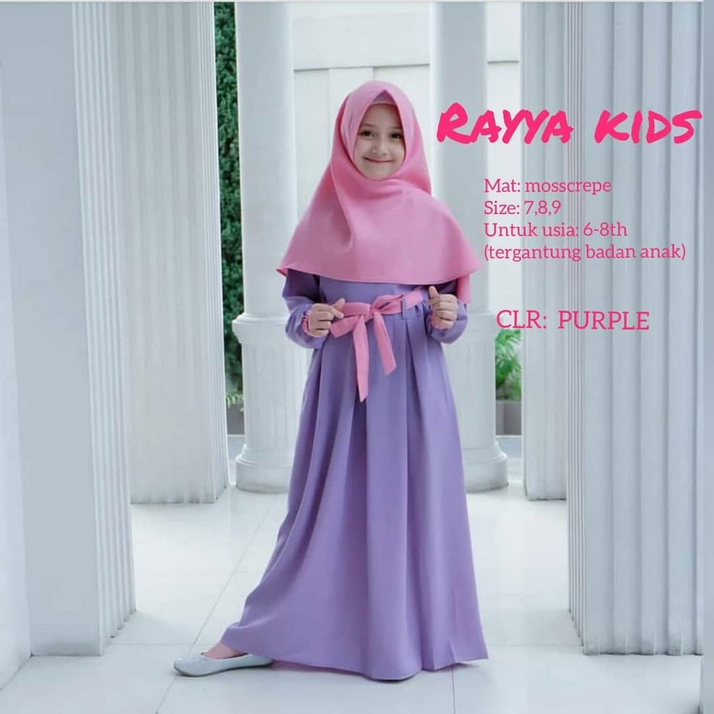 RAYYA KIDS BO KF 6 - 8 Tahun MOSSCRAPE Dapat GAMIS ANAK + KHIMAR/HIJAB MODEL KEKINIAN, TRENDY , MODIS DAN SIMPLE KIDSS  BAJU TERBARU  2022