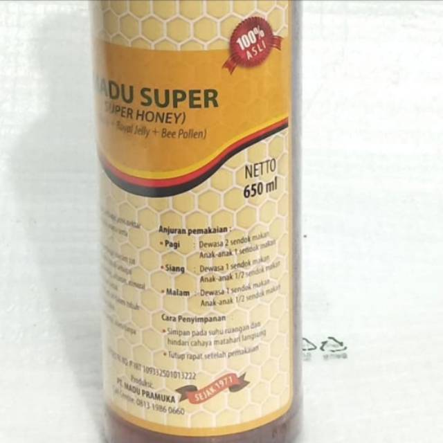 

Madu Asli Madu Pramuka Madu Super 650ml Royal Jelly+Bee Pollen