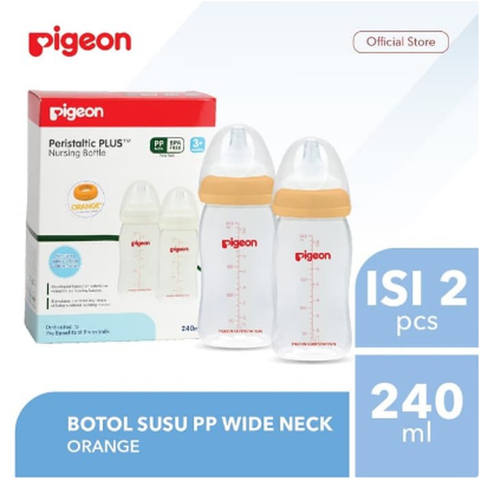 Pigeon Twin Pack Bottle Wide Neck 240Ml Botol Susu Anak Bayi isi 2