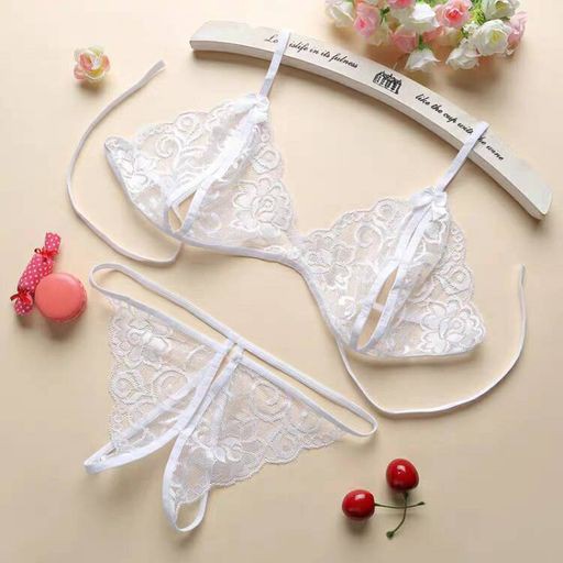 LINGERIE BIKINI KOREA - SET BRA G STRING - BAHAN LACE SEXY - PAKAIAN DALAM-PUTIH