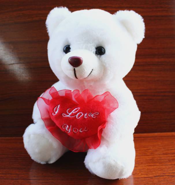 (READY LOKAL)1kg=7pcs Boneka Beruang Teddy Bear Putih Menyala LED + Bicara I Love You