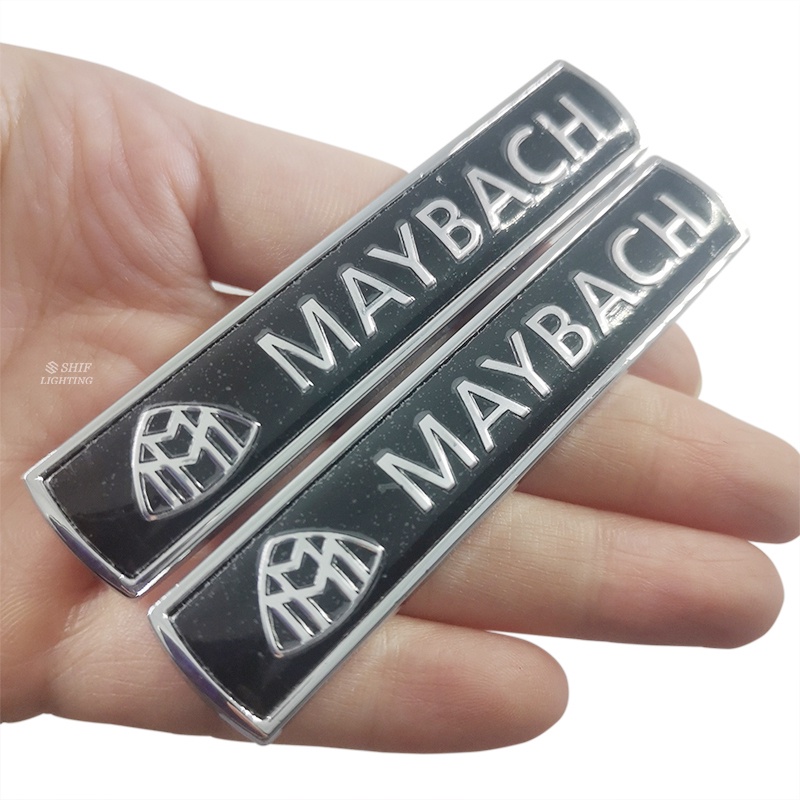 2pcs Stiker Emblem Logo Maybach Bahan Metal Untuk Bagasi Belakang Mobil