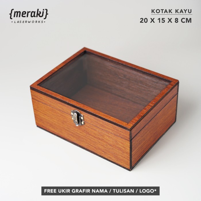 

Kotak Kayu Akrilik 20x15x8 Engsel / Box Kayu Grafir Nama Tulisan Logo