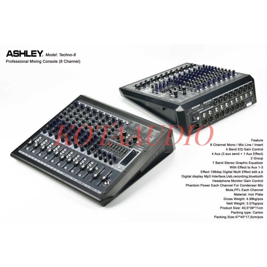 BARU DAN BAGUS MIXER AUDIO ASHLEY TECHNO 8 ORIGINAL TECHNO8 8 CHANNEL