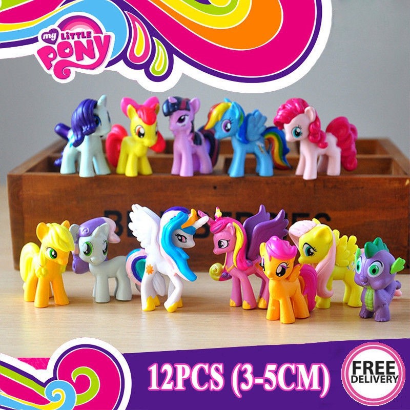 12 Pcs/set Anime My Little Pony Action Figure PVC Mini Pony Boneka Mainan Hiasan Kue Anak Perempuan Mainan Hadiah