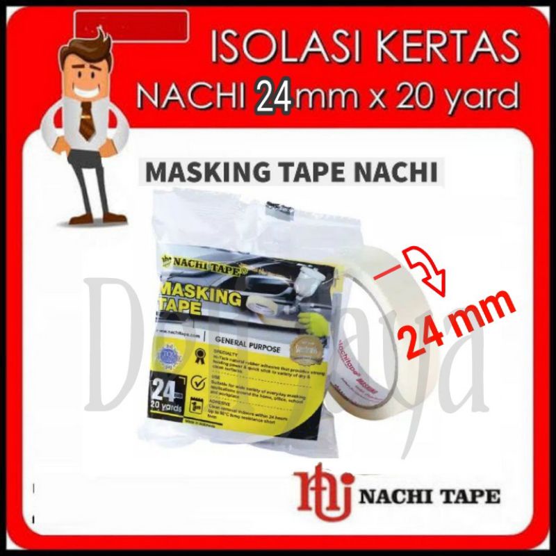 

Masking Tape Lakban Kertas Isolasi Kertas 24mm 1 inch Nachi