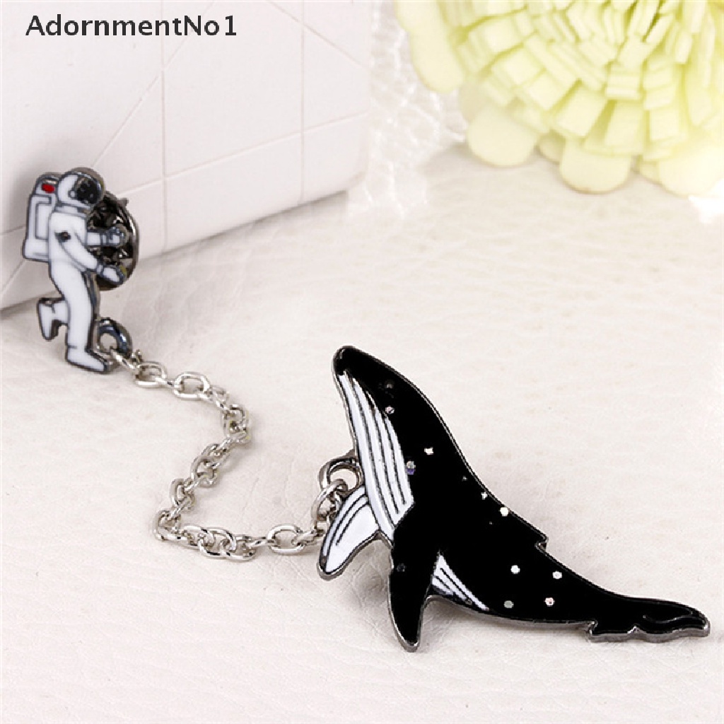 (AdornmentNo1) Bros / Pin Enamel Bentuk Astronot / Ikan Paus Kartun Untuk Aksesoris Wanita