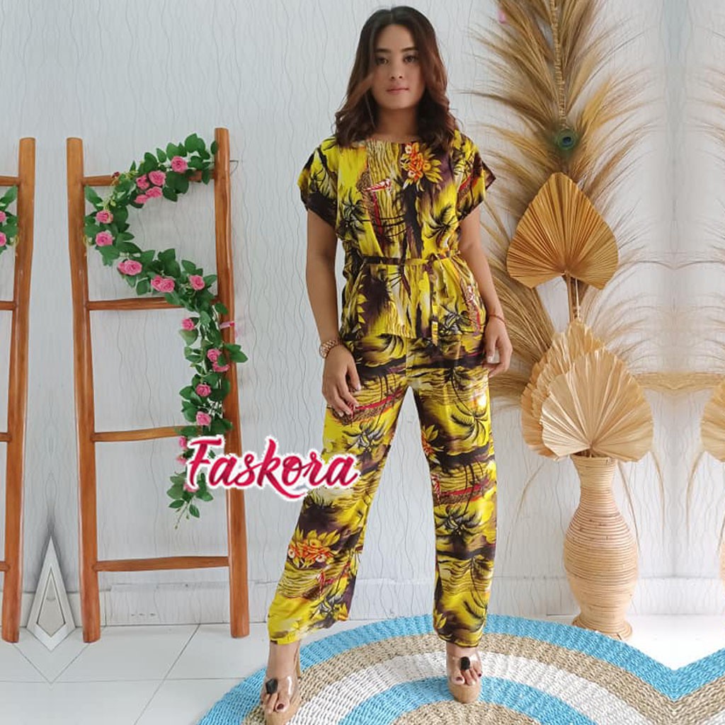 Baby doll Jumbo Celana Panjang / Baju Tidur Jumbo Wanita Set / Setelan Rayon Jumbo Lengan Pendek