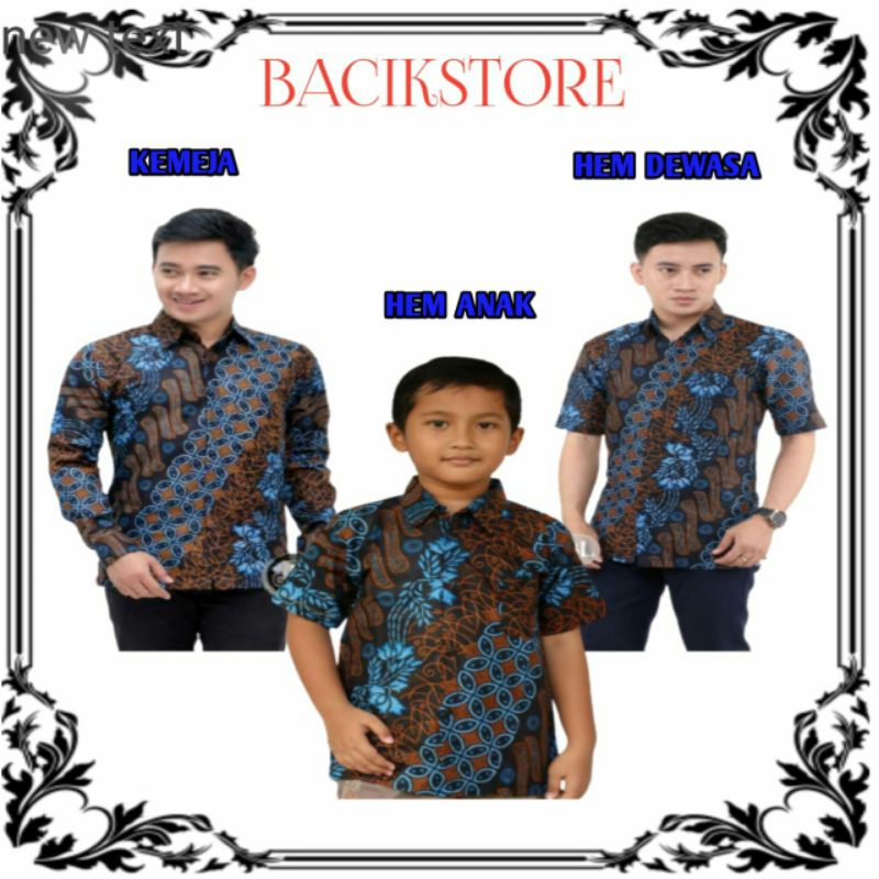 BATIK COUPLE AYAH DAN ANAK - COUPLE BATIK MOTIF SENO BIRU TERLARIS