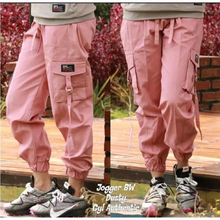 Celana Cargo Wanita Katun/Celana Panjang Wanita Cargo Jogger