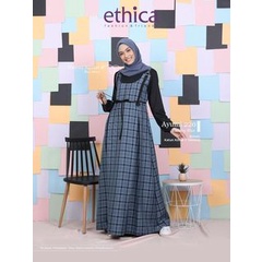 gamis kotak ayumi 220 warna blue by ethica dis 10%
