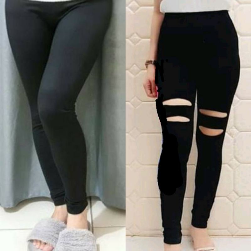 Legging import wanita sobek - Legging import dewasa - Celana legging panjang