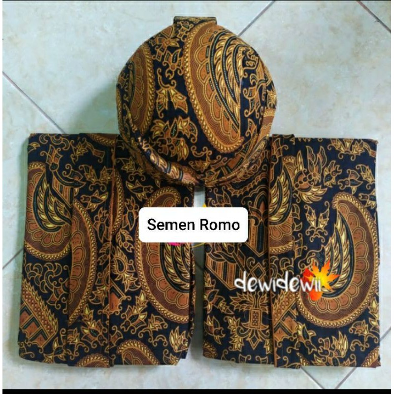 Set Blangkon + Jarik Instan Bapak Ibu, Motif Semen Romo