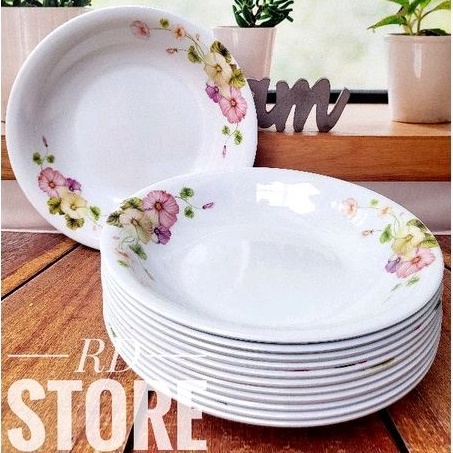 PROMO 12.PCS PIRING MAKAN CEKUNG MOTIF ROSE MELAMINE