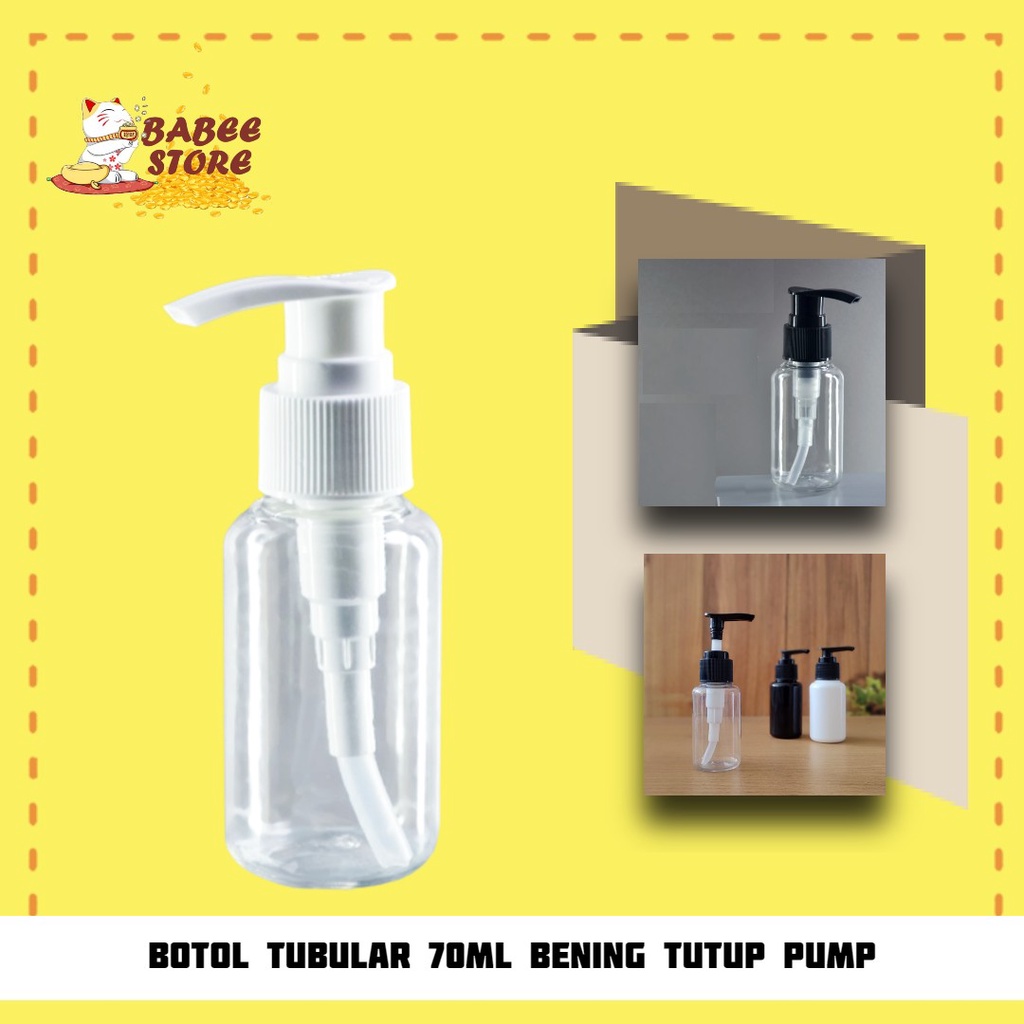 BOTOL PUMP LOTION TUBULAR 60 70ML CLEAR BOTOL KOSMETIK - BOTOL 60ML 70ML TUBULAR BENING TUTUP PUMP LOTION