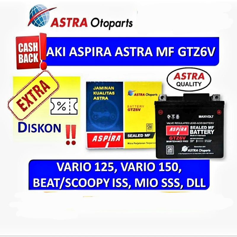 AKI MOTOR ASPIRA ASTRA GTZ 6V VARIO 125, VARIO 150, AEROX DLL