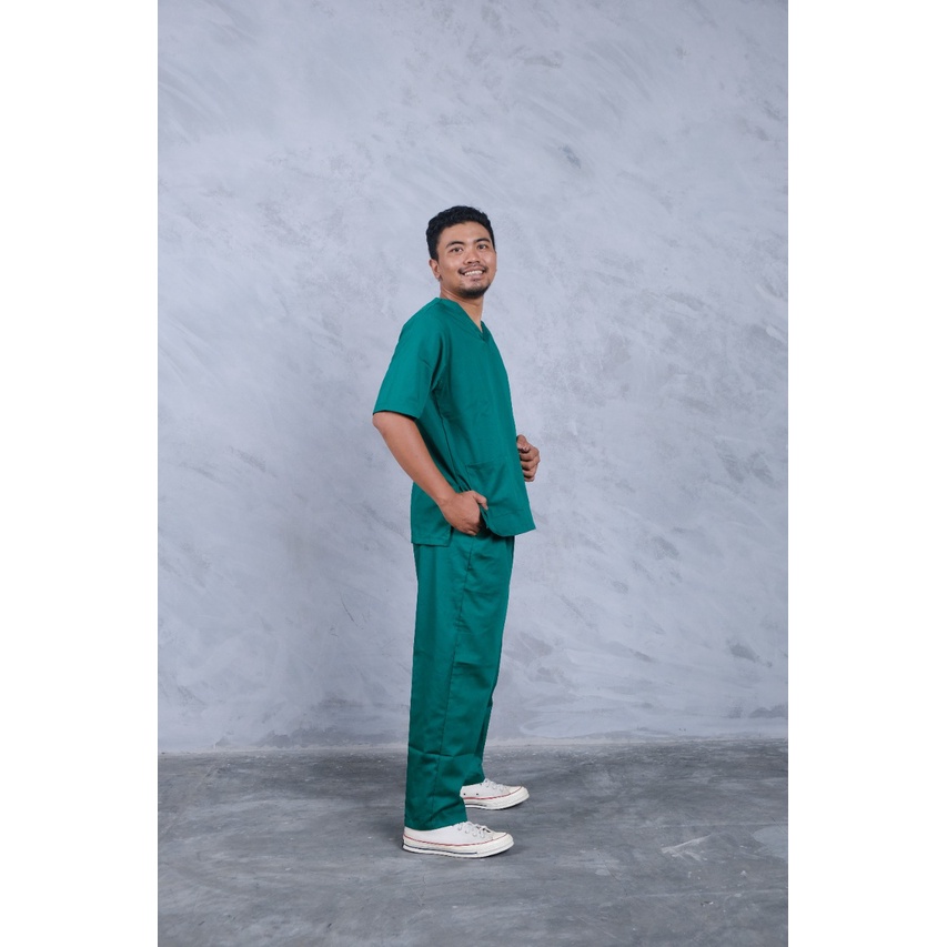 Baju Ok Oka Pendek American Drill | APD Medical Scrub Dokter Perawat Petugas Medis