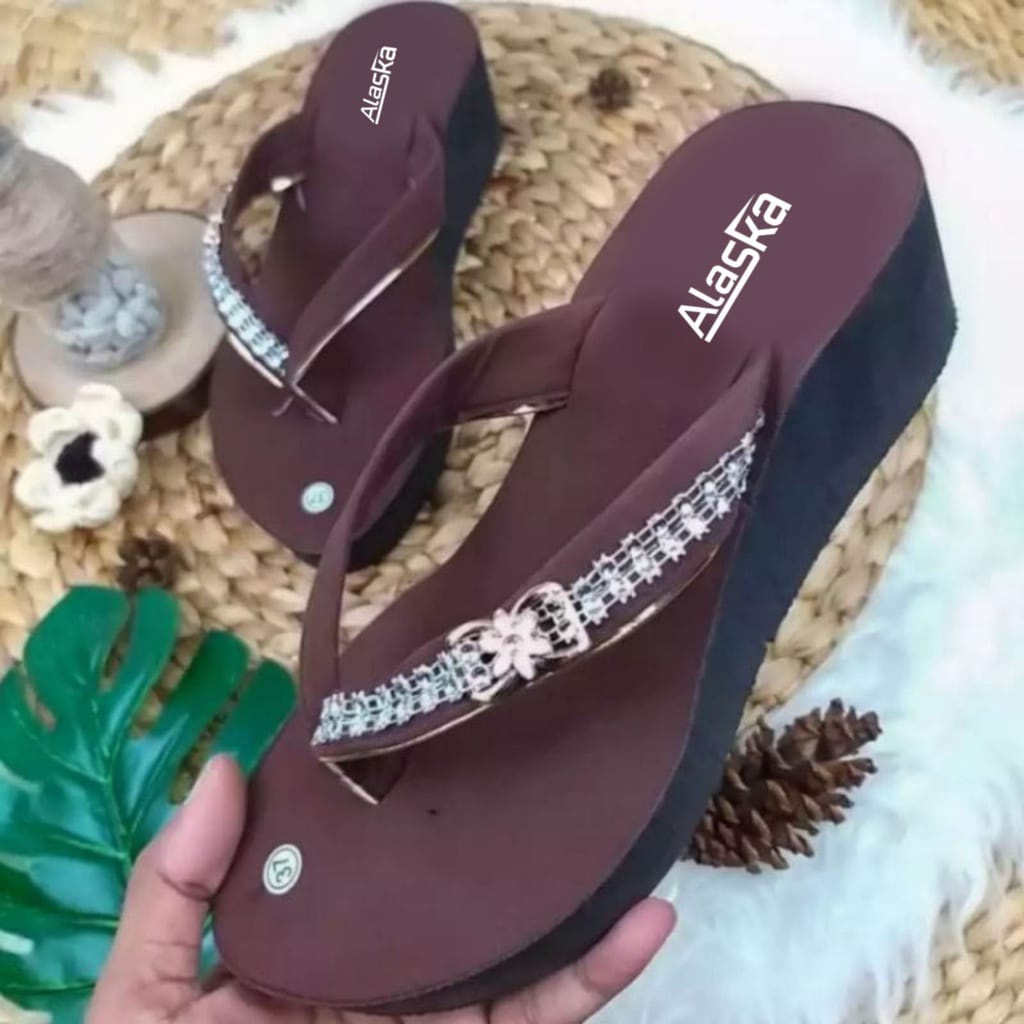 Sandal Wedges Wanita dewasa Merk ALASKA terbaru