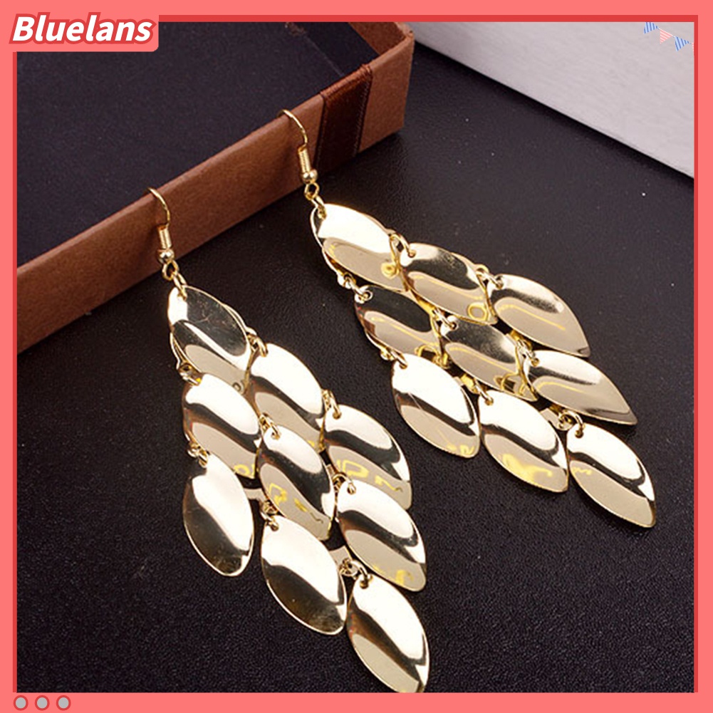 Bluelans Anting Panjang Menjuntai Bentuk Tetesan Air Untuk Wanita