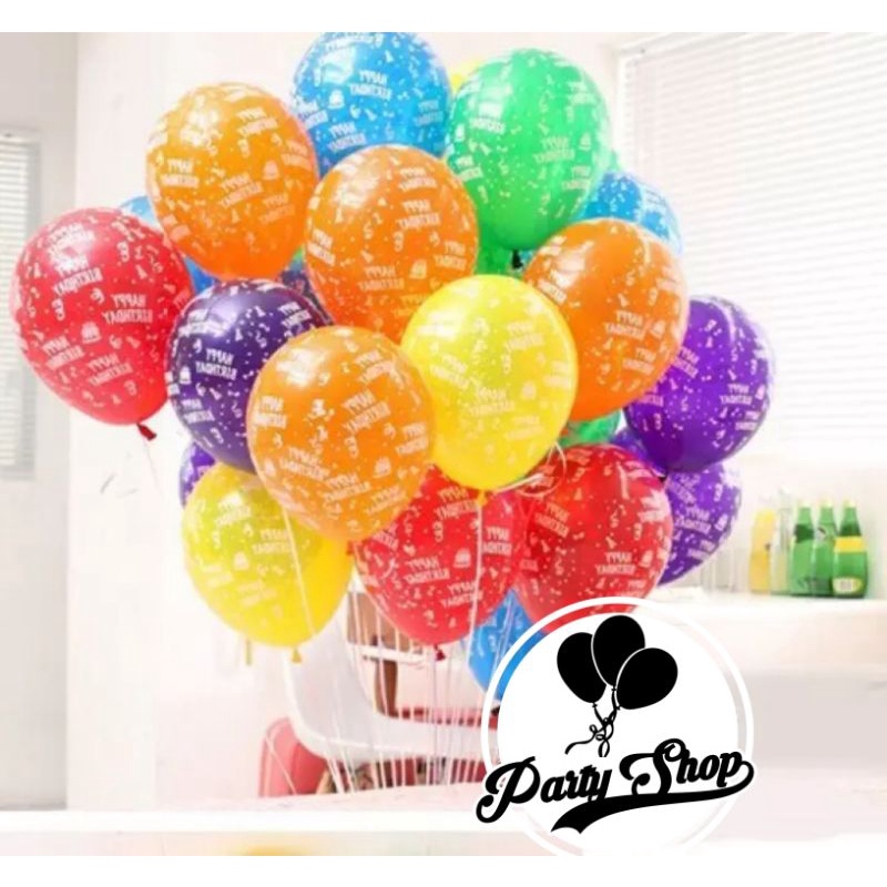 balon latex motif happy birthday | balon motif HBD | balon gambar HBD |  balon helium