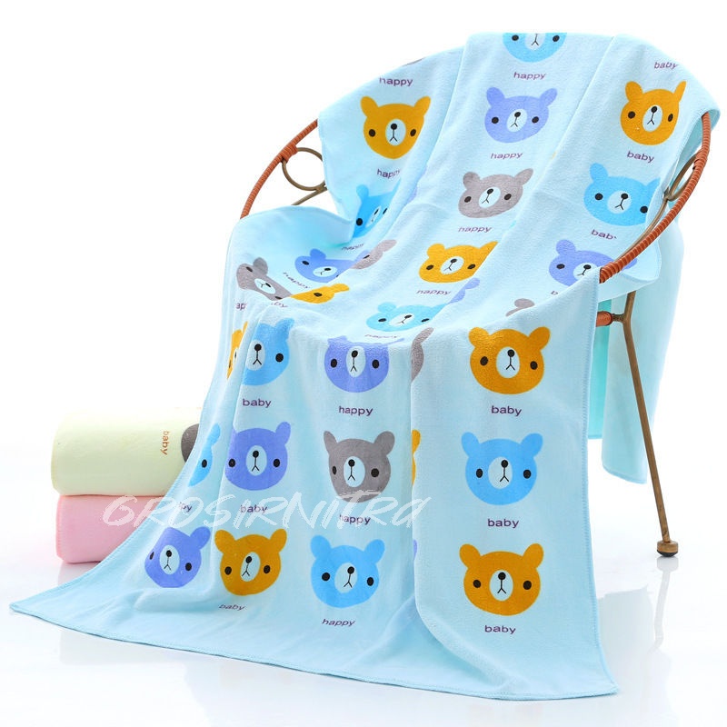 Handuk Mandi Bayi 35x75cm / 70x140cm  Murah Lembut Besar Berdaya Serap Tinggi For Baby Premium Quality Motif Bear