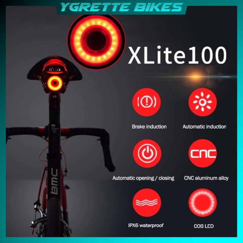 Enfitnix XLite 100 Lampu Sepeda Smart LED Taillight Saddle Seatpost Mount with Plate Bracket